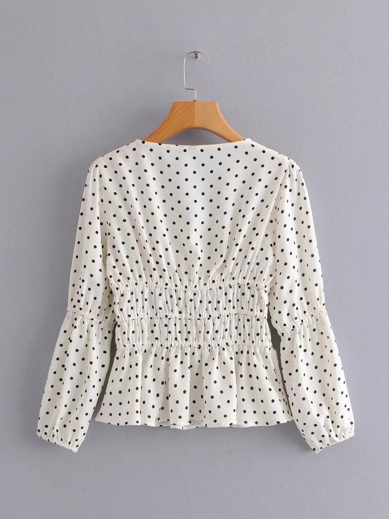 Bluză de damă cu buline de culoare albă