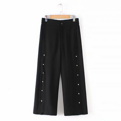 Pantaloni moderni de dama cu talie elastica in negru