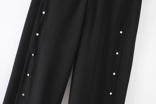 Pantaloni moderni de dama cu talie elastica in negru