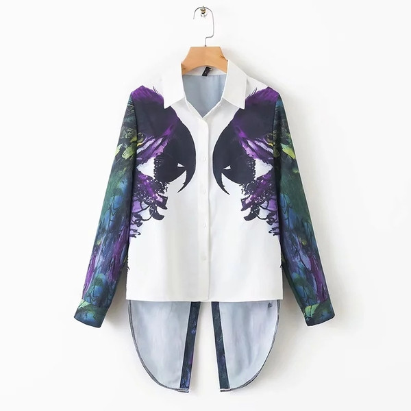 Cămașă de damă cu aplicație - model asimetric