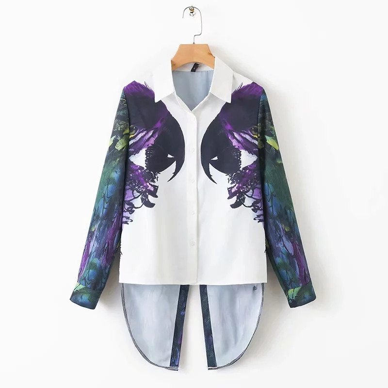 Cămașă de damă cu aplicație - model asimetric