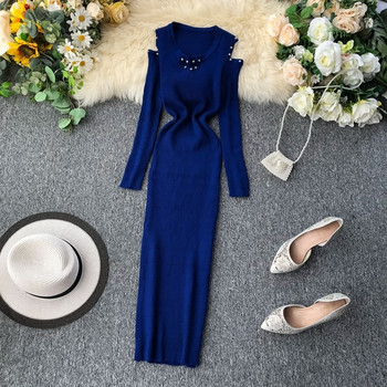 Hosszú, nyitott vállú női ruha többféle színben