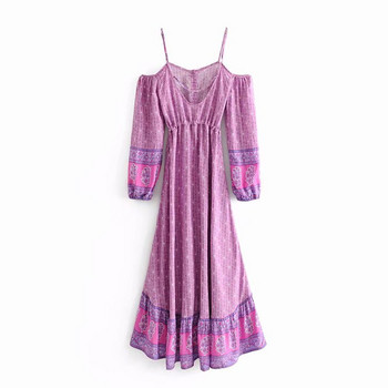 Hosszú szabású ruha pántokkal és hosszú ujjakkal