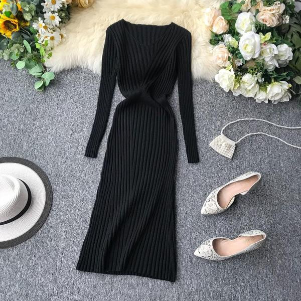 Rochie casual de dama cu maneci lungi in trei culori