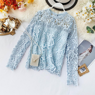 Bluza dama din dantela cu decolteu O in mai multe culori