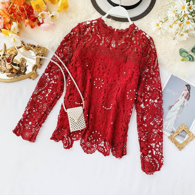 Bluza dama din dantela cu decolteu O in mai multe culori