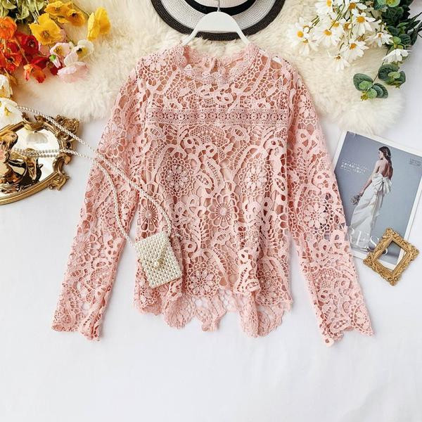 Bluza dama din dantela cu decolteu O in mai multe culori