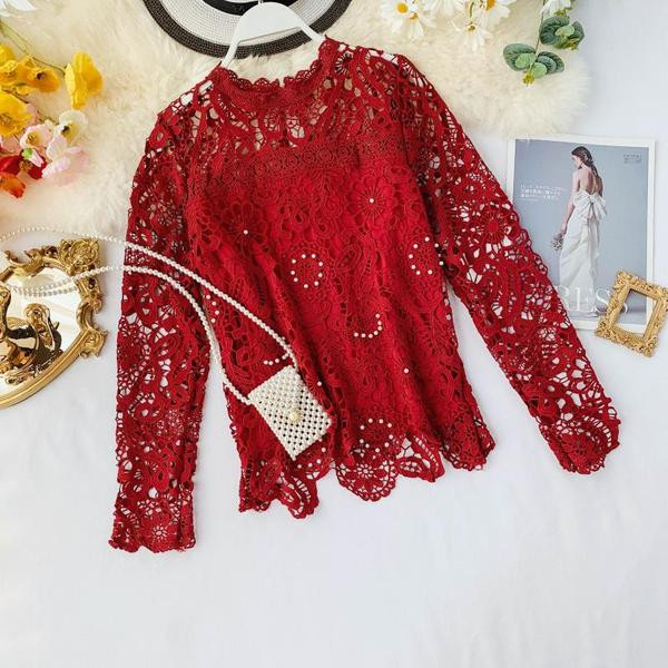 Bluza dama din dantela cu decolteu O in mai multe culori