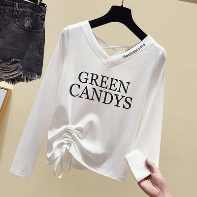 Bluză casual de damă cu mâneci lungi și decolteu în V