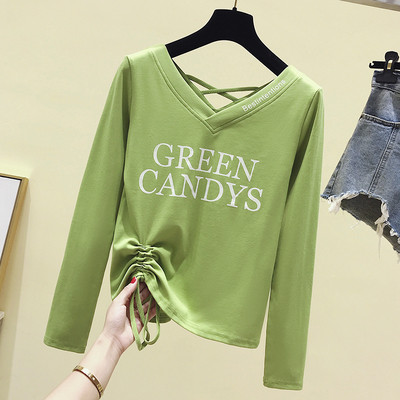 Bluză casual de damă cu mâneci lungi și decolteu în V