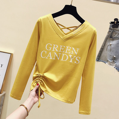 Bluză casual de damă cu mâneci lungi și decolteu în V