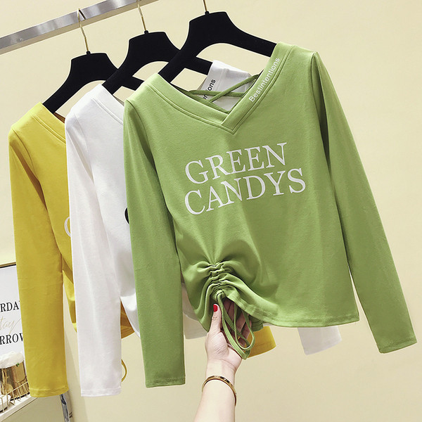 Bluză casual de damă cu mâneci lungi și decolteu în V