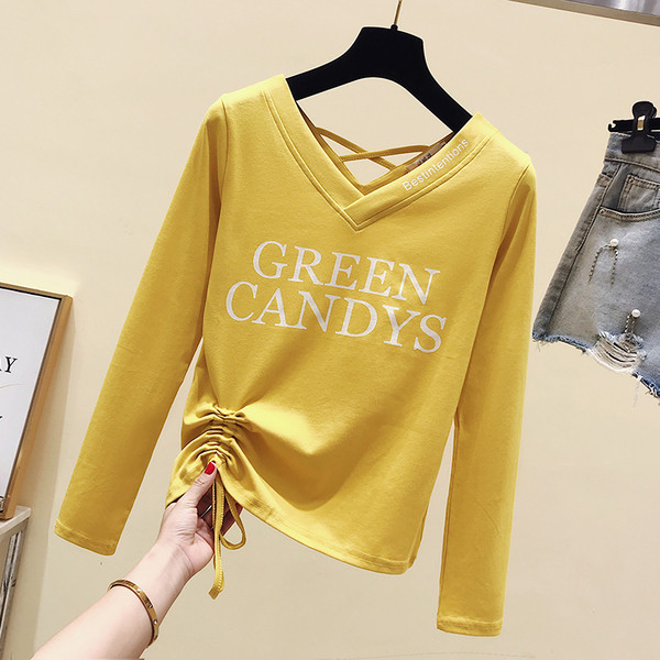 Bluză casual de damă cu mâneci lungi și decolteu în V