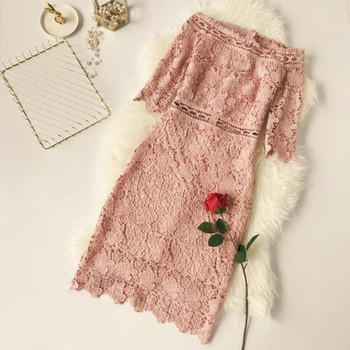 Rochie de dama eleganta din dantela cu maneci 3/4 in mai multe culori