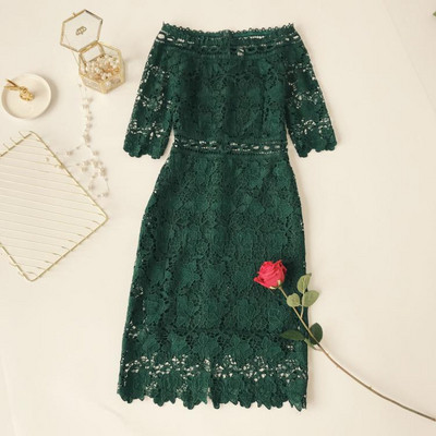 Rochie de dama eleganta din dantela cu maneci 3/4 in mai multe culori