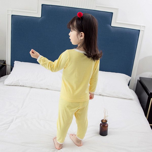 Gyerek pizsama lányoknak rózsaszín és sárga színben, rátéttel