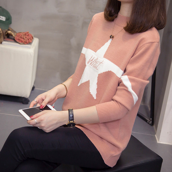 Pulover casual dama cu guler inalt in doua culori