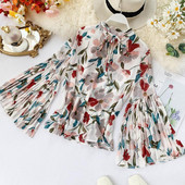 Új modell virágmintás, széles ujjú női ing több színben