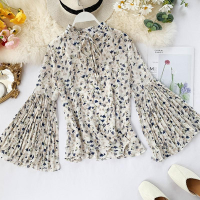 Új modell virágmintás, széles ujjú női ing több színben