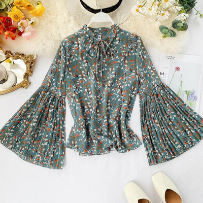 Új modell virágmintás, széles ujjú női ing több színben