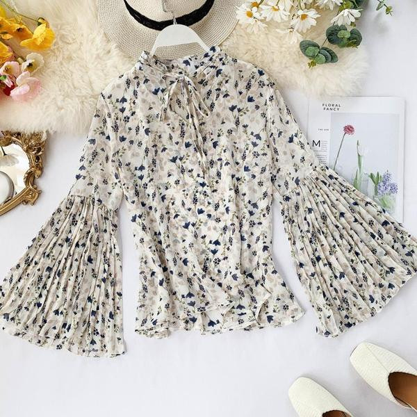 Új modell virágmintás, széles ujjú női ing több színben