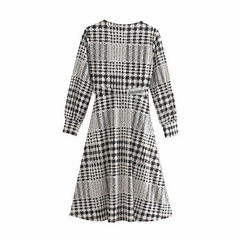 Rochie de dama cu decolteu in V si cravate in talie - doua culori