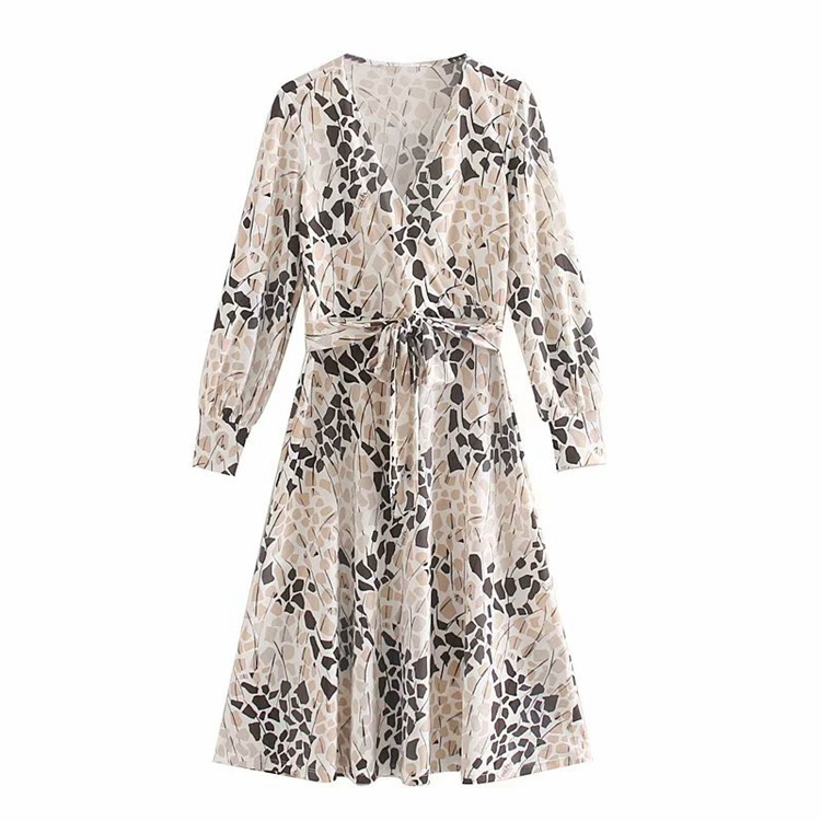 Rochie de dama cu decolteu in V si cravate in talie - doua culori