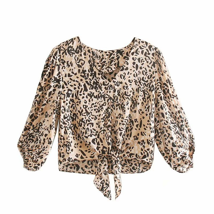 Modern női ing leopárd mintával és fűzővel