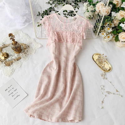 Rochie moderna de dama cu element de dantela in mai multe culori