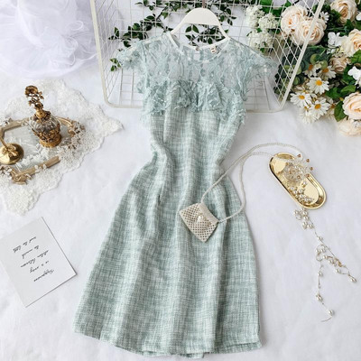 Rochie moderna de dama cu element de dantela in mai multe culori