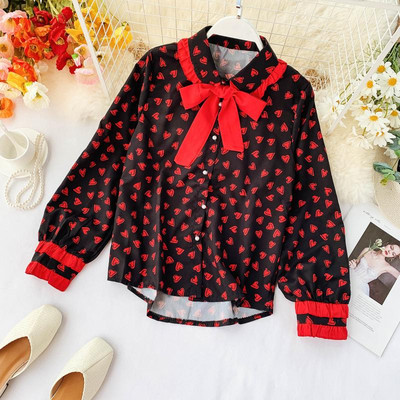 Cămașă de damă cu panglică și inimioare în mai multe culori