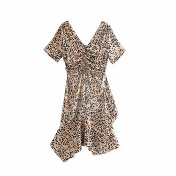 Aszimmetrikus ruha, rövid ujjú állatmintás