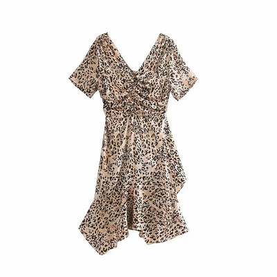 Aszimmetrikus ruha, rövid ujjú állatmintás