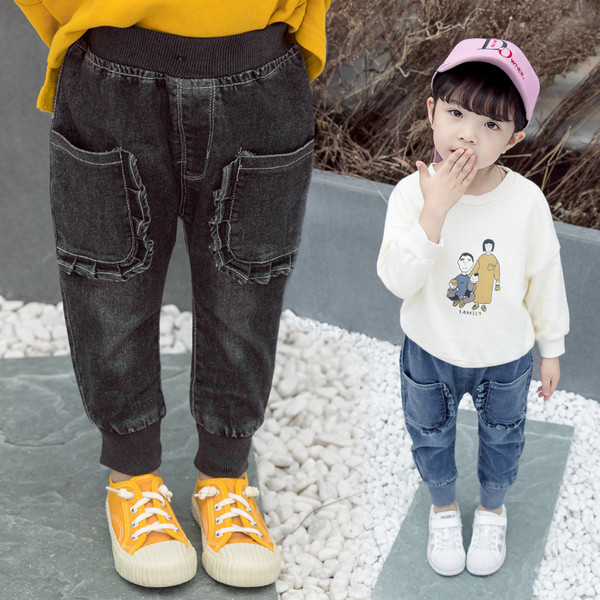 Modern gyerekfarmer lányoknak - fekete és kék színben