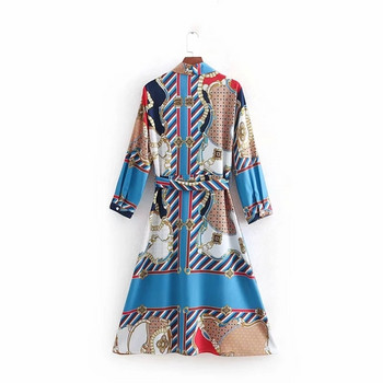 Rochie de dama cu model colorat si maneci lungi