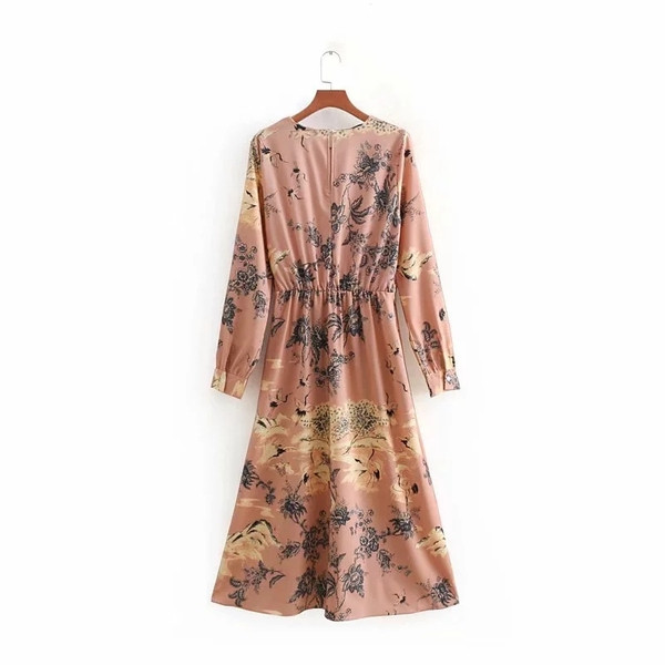 Rochie de dama cu maneci lungi si model colorat