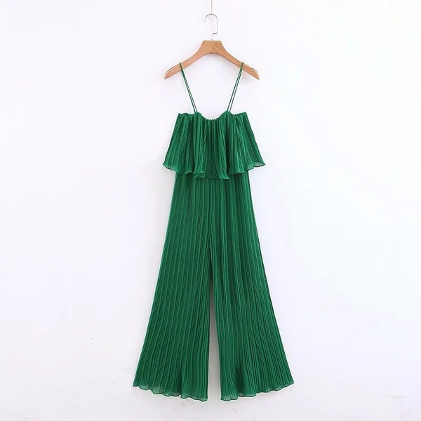 Aktuális női redős overall zöld színben