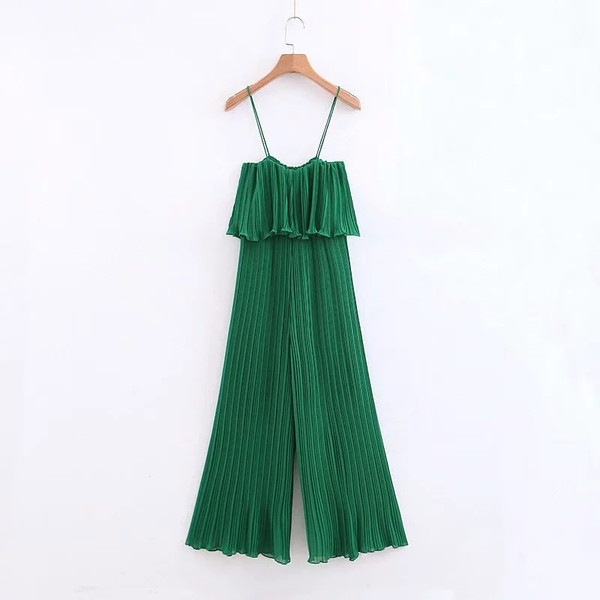 Aktuális női redős overall zöld színben