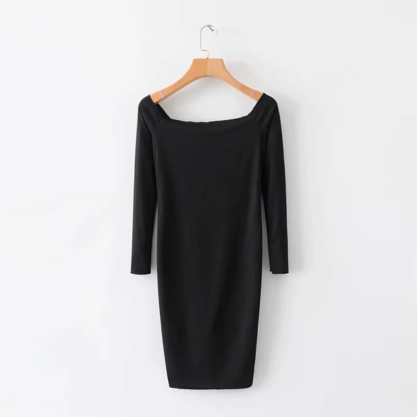 Rochie de dama cu umerii goi in negru si maro