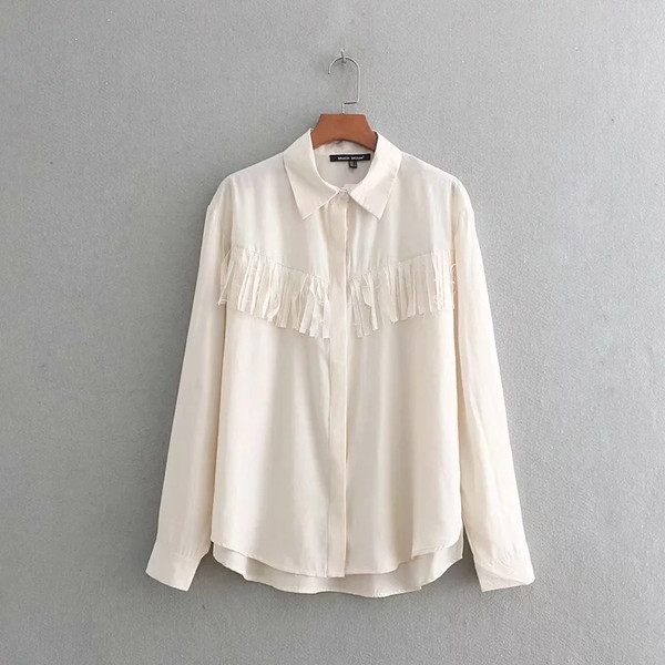 Modern női ing - fehér aszimmetrikus modell