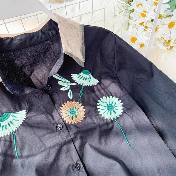 Modern női ing fekete hímzéssel