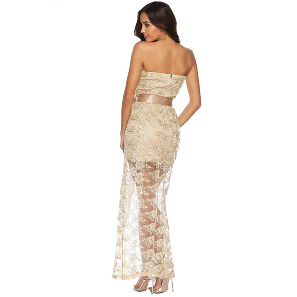 Elegáns női ruha csupasz váll és csipke két színben