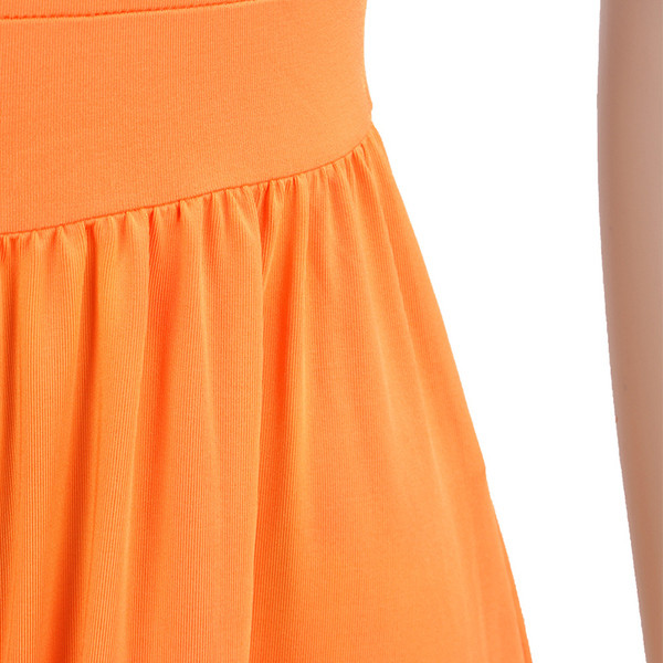 Salopetă casual de damă, cu decolteu O, în negru și portocaliu