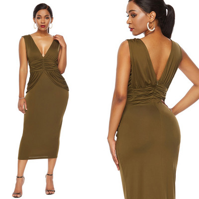 Rochie moderna de dama cu decolteu adanc in trei culori