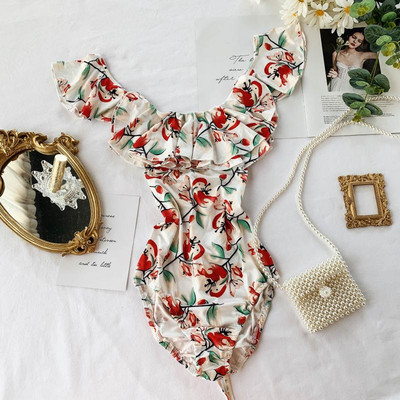 Costum de baie elegant cu șireturi pe spate în alb-negru