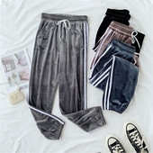 Női sport-alkalmi bársony nadrág szegéllyel több színben