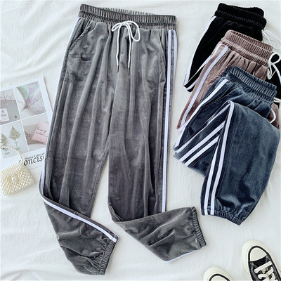 Női sport-alkalmi bársony nadrág szegéllyel több színben