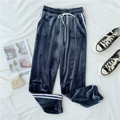 Női sport-alkalmi bársony nadrág szegéllyel több színben