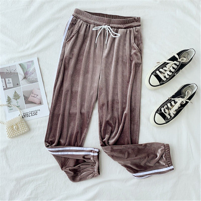 Női sport-alkalmi bársony nadrág szegéllyel több színben