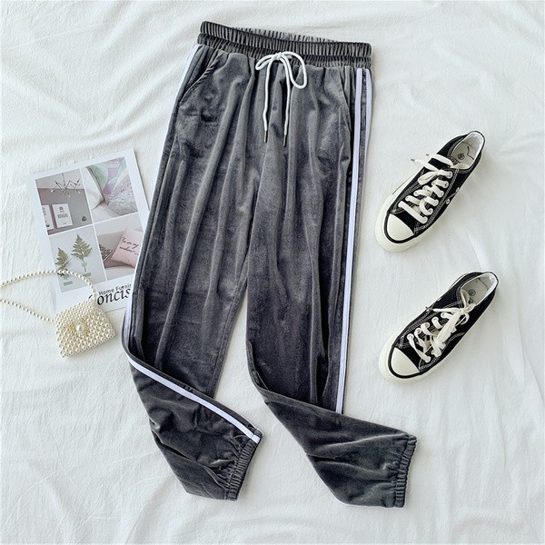 Női sport-alkalmi bársony nadrág szegéllyel több színben